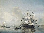 Nicolaas Baur Frigate 'Rotterdam' on the Meuse before Rotterdam Spain oil painting artist